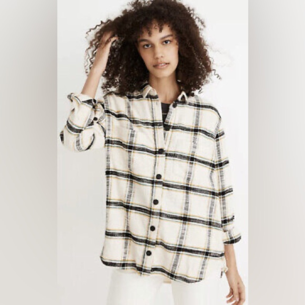 Madewell Oversized Ex-Boyfriend Flannel type Shirt in Caney Plaid size small